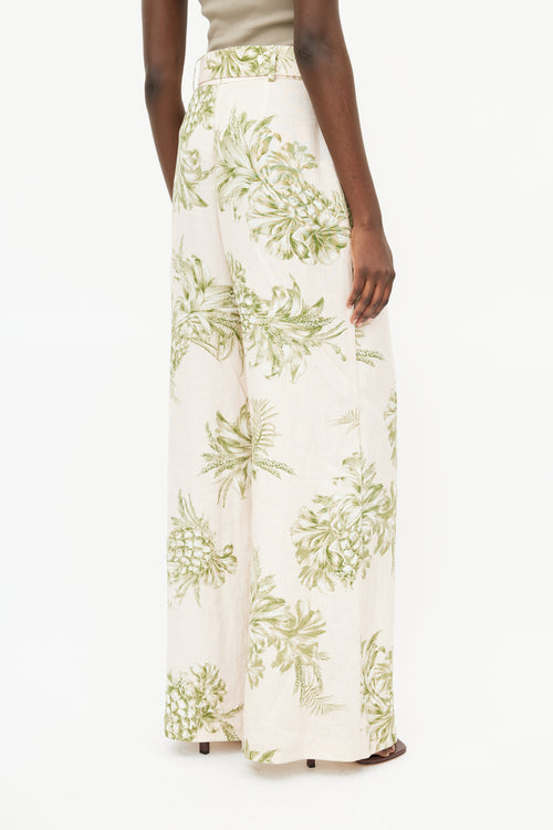 Zimmermann Pink 
Green Floral Linen Trouser