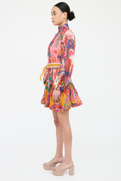 Floral Pattern Ruffle Dress