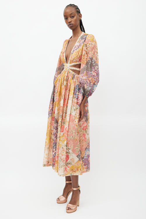 Zimmermann Pink 
Multicolour Floral Cut Out Dress