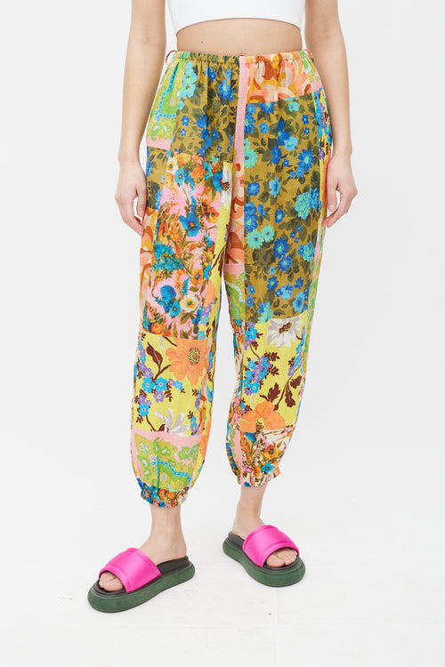 Zimmermann Pink 
Multicolour Floral Linen Trouser