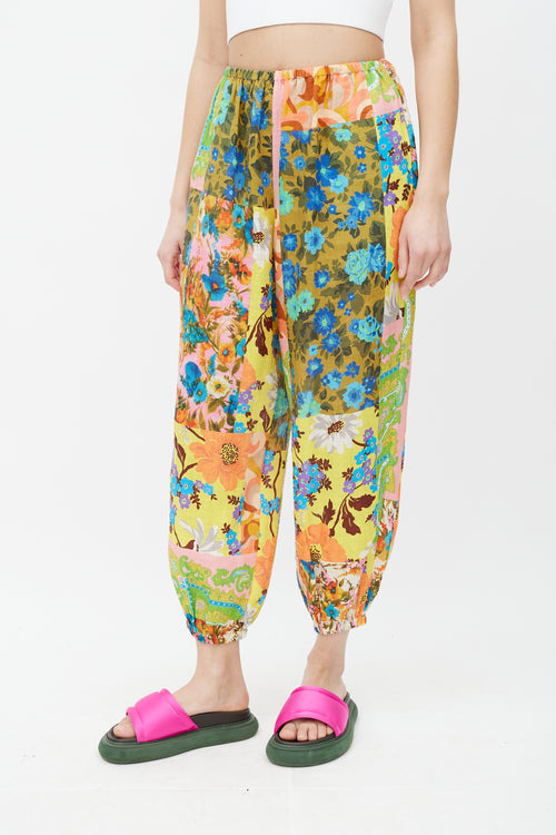 Zimmermann Pink 
Multicolour Floral Linen Trouser