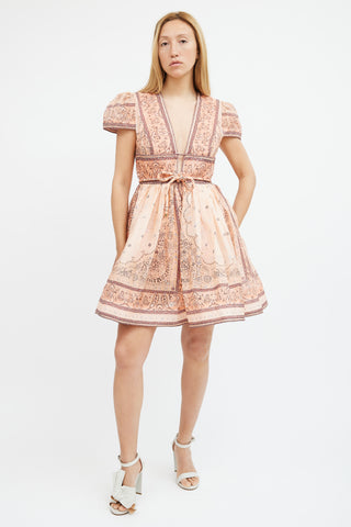 Zimmermann Pink Paisley Mini  Dress