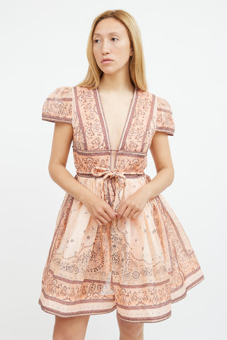 Zimmermann Pink Paisley Mini  Dress