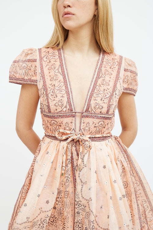 Zimmermann Pink Paisley Mini  Dress