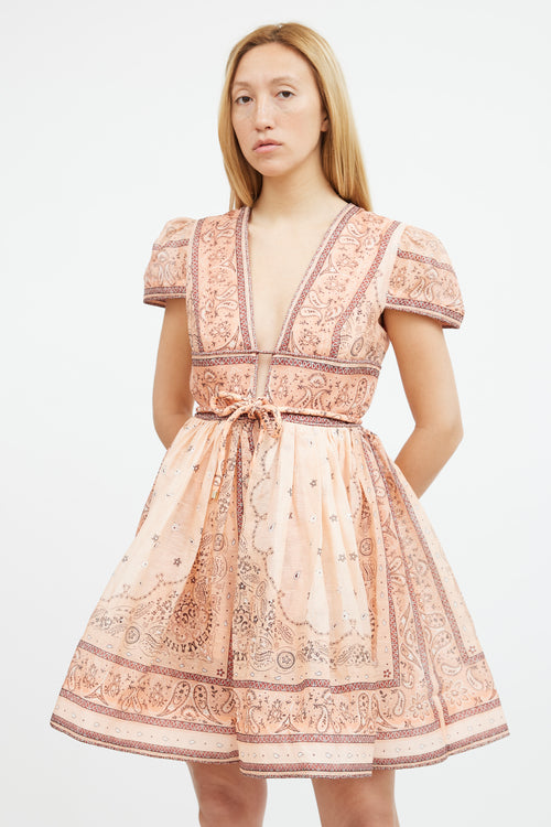 Zimmermann Pink Paisley Mini  Dress