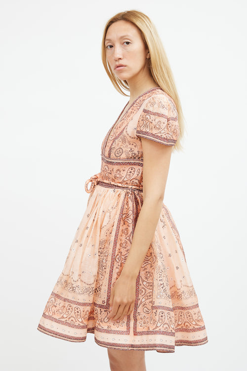 Zimmermann Pink Paisley Mini  Dress