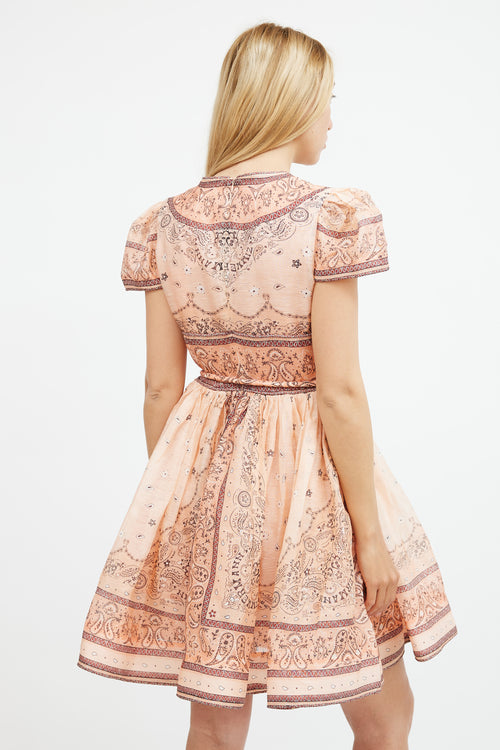 Zimmermann Pink Paisley Mini  Dress