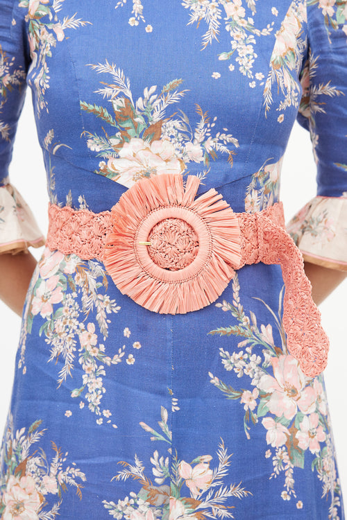 Zimmermann Pink Crochet Raffia Belt