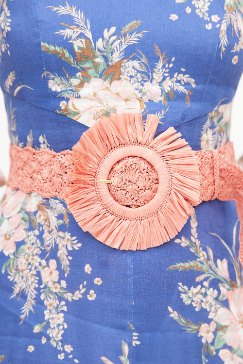 Zimmermann Pink Crochet Raffia Belt