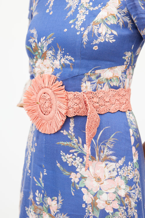 Zimmermann Pink Crochet Raffia Belt