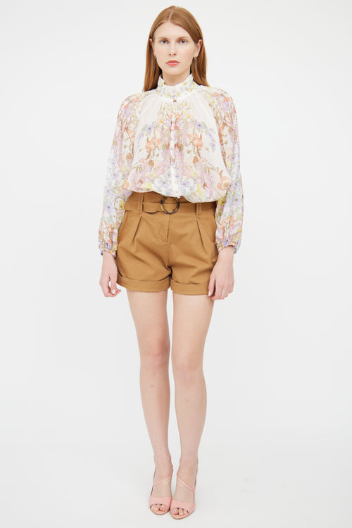 Zimmermann Pink Ramie Floral Button Top