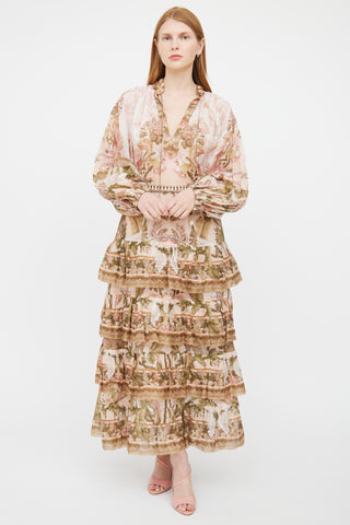 Zimmermann Pink Floral Tiered Dress