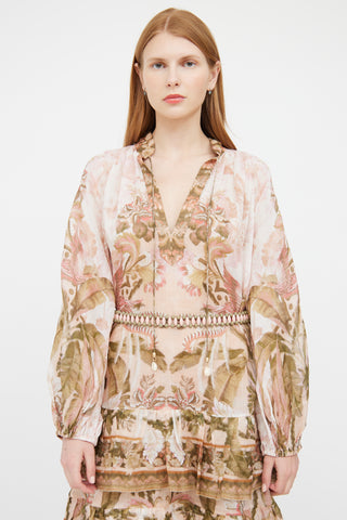 Zimmermann Pink Floral Tiered Dress