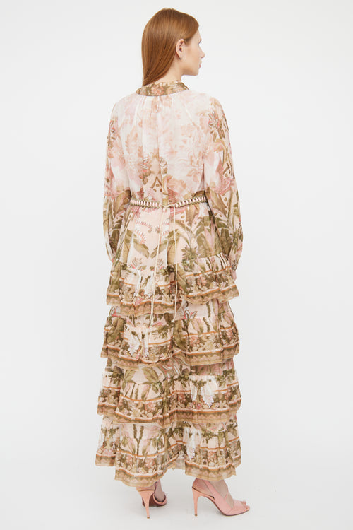 Zimmermann Pink Floral Tiered Dress