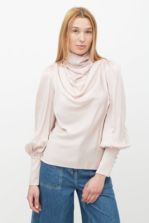 Zimmermann Pink Silk Ruffled Top