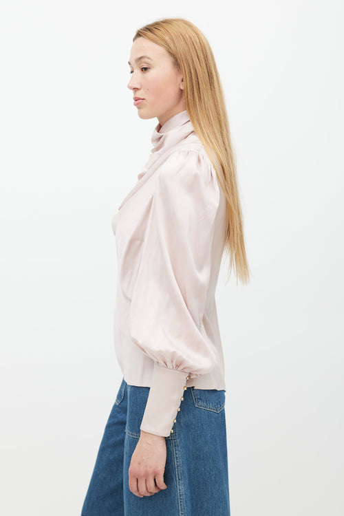 Zimmermann Pink Silk Ruffled Top