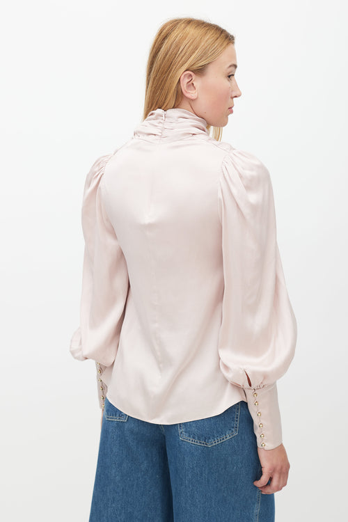 Zimmermann Pink Silk Ruffled Top