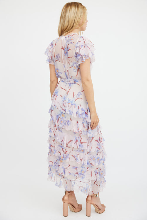 Zimmermann Pink 
Multicolour Floral Sheer Ruffled Corsage Dress