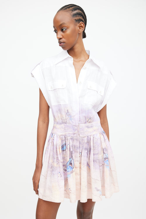 Zimmermann Purple 
Multi Blue Paradise Shirt Dress