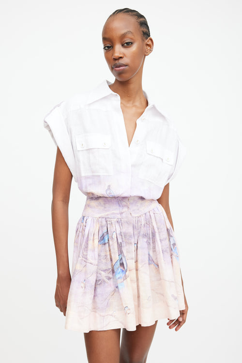 Zimmermann Purple 
Multi Blue Paradise Shirt Dress