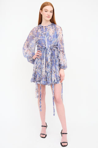 Zimmermann Purple 
Multi Silk Botanica Drawn Dress