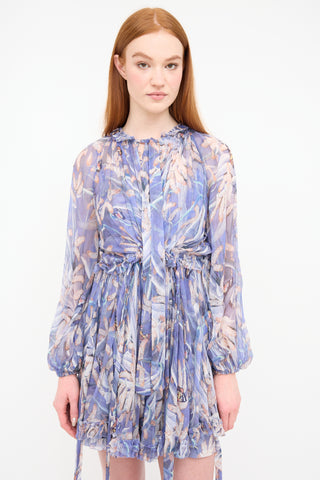 Zimmermann Purple 
Multi Silk Botanica Drawn Dress