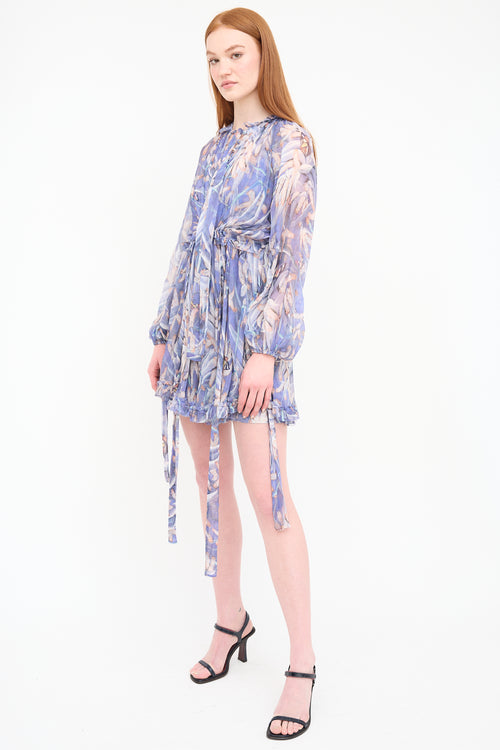 Zimmermann Purple 
Multi Silk Botanica Drawn Dress