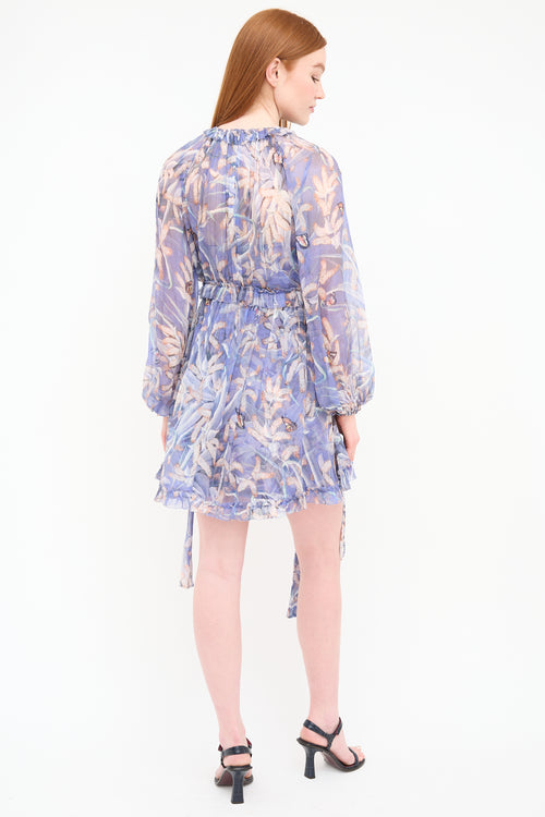 Zimmermann Purple 
Multi Silk Botanica Drawn Dress