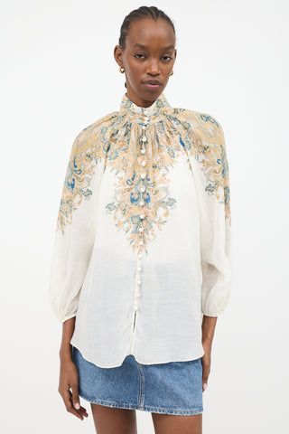 Zimmermann Ramie Paisley Freja Blouse