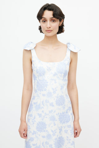 Zimmermann White 
Blue Floral Linen Dress