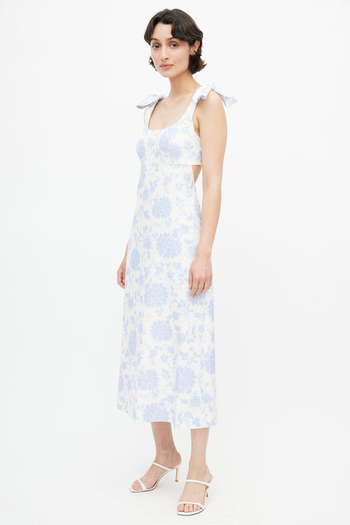 Zimmermann White 
Blue Floral Linen Dress