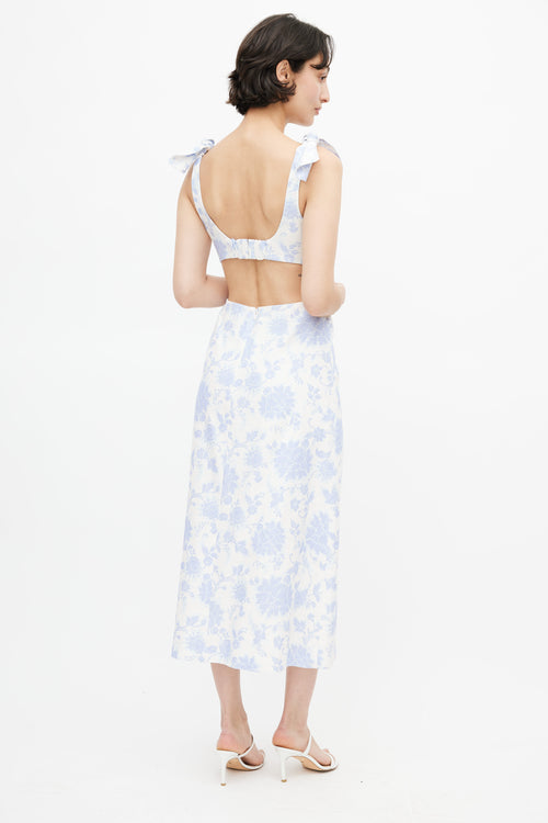 Zimmermann White 
Blue Floral Linen Dress