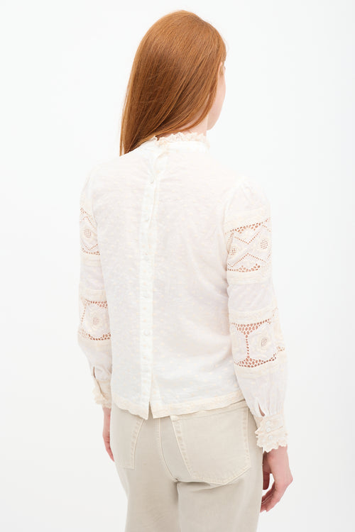 Zimmermann White 
Cream Floral Eyelet Top