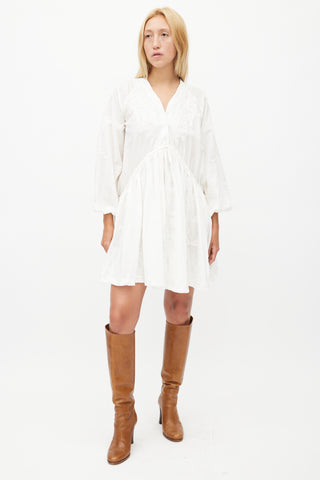 Zimmermann White Embroidered Ruffled Dress