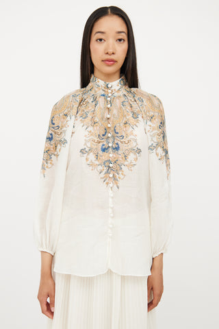 Zimmermann Cream 
Multi Floral Blouse