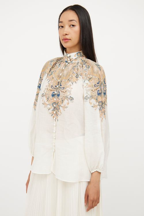 Zimmermann Cream 
Multi Floral Blouse