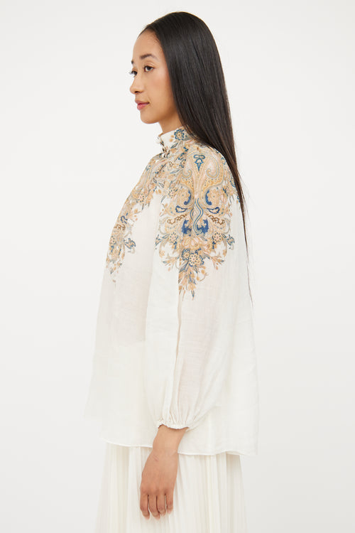 Zimmermann Cream 
Multi Floral Blouse