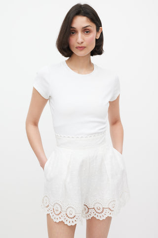 Zimmermann White Linen Bellitude Scallop Short