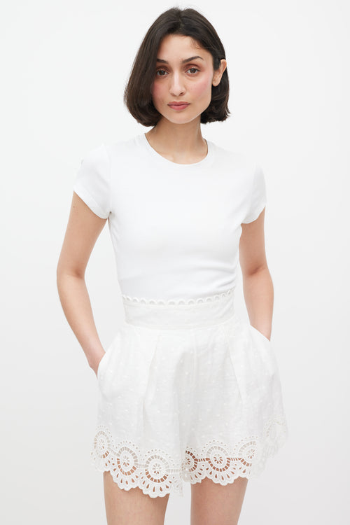 Zimmermann White Linen Bellitude Scallop Short