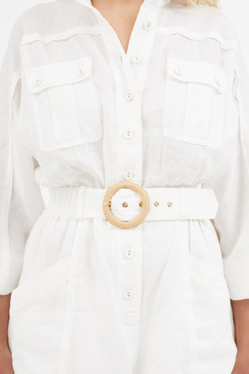 Zimmermann White Linen Belted Romper