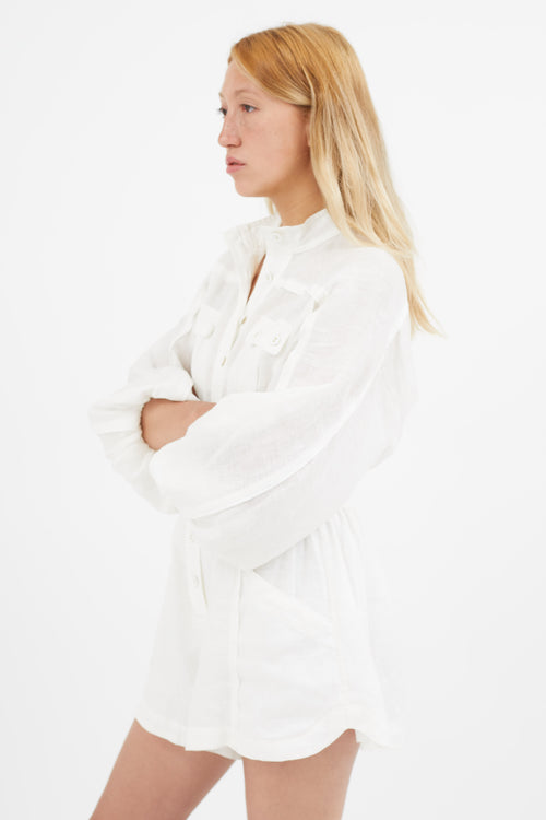 Zimmermann White Linen Belted Romper