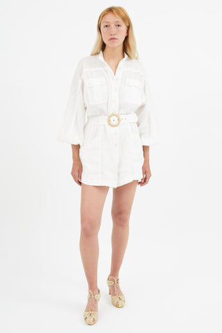 Zimmermann White Linen Belted Romper