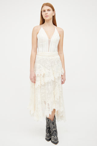 Zimmermann Cream Lace Midi Skirt