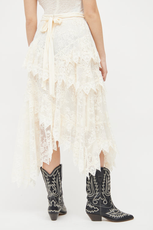 Zimmermann Cream Lace Midi Skirt