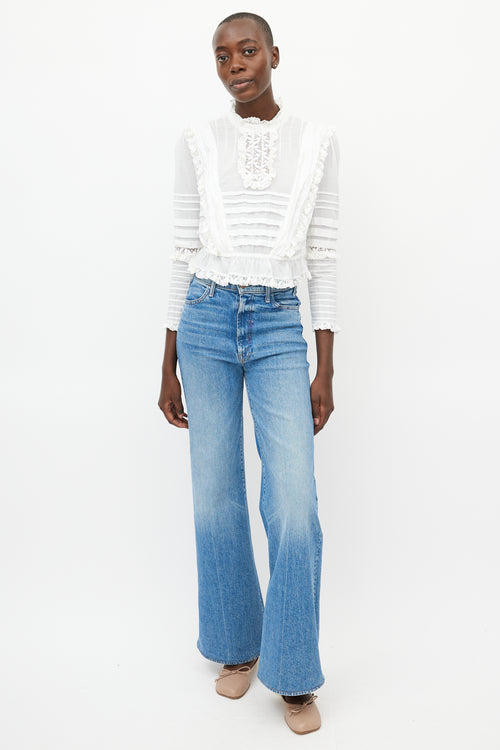 Zimmermann White Pleated Lace Top