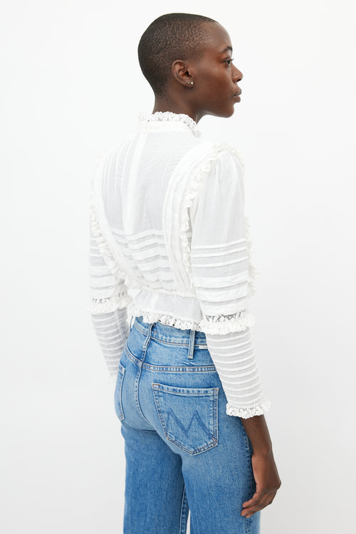 Zimmermann White Pleated Lace Top