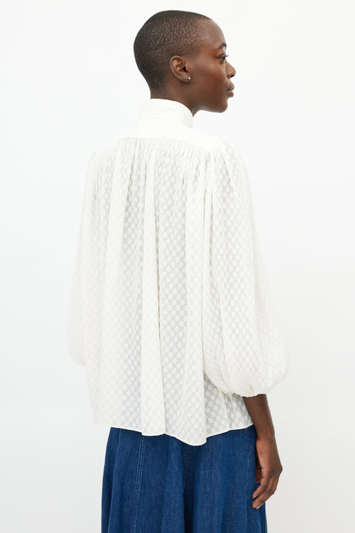 Zimmermann White Pleated Polka Dot Shirt