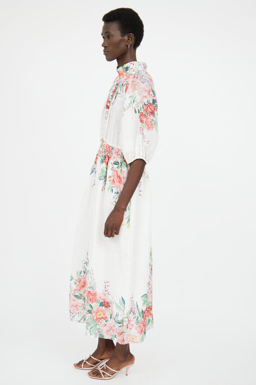 Zimmermann White Floral Haf Sleeve Dress