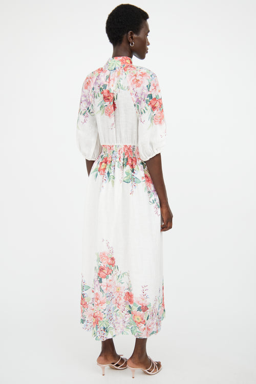 Zimmermann White Floral Haf Sleeve Dress