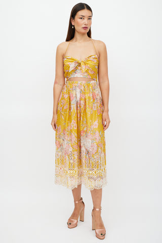 Zimmermann Yellow 
Multicolour Floral Cut Out Dress